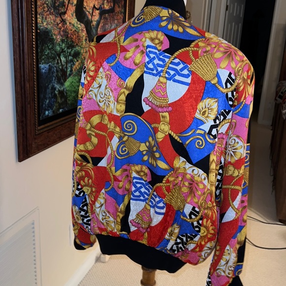 Spenserjeremy 100% Silk Vintage 80s 90s Vivid Colors Large Bomber Jacket… - Picture 3 of 16